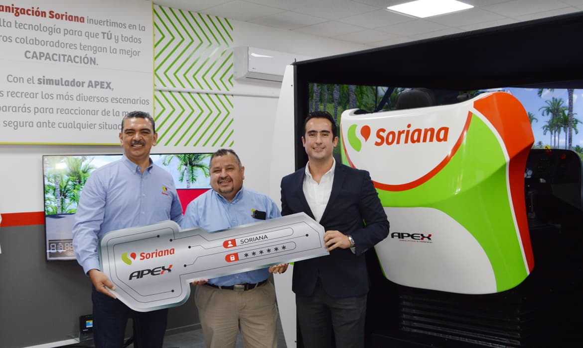 APEX truck simulator in a Soriana training classroom