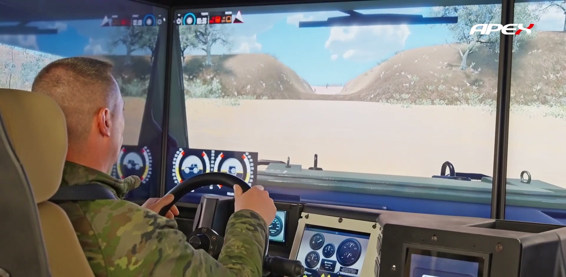 Military driver training on the Spanish Army's tactical vehicle simulator