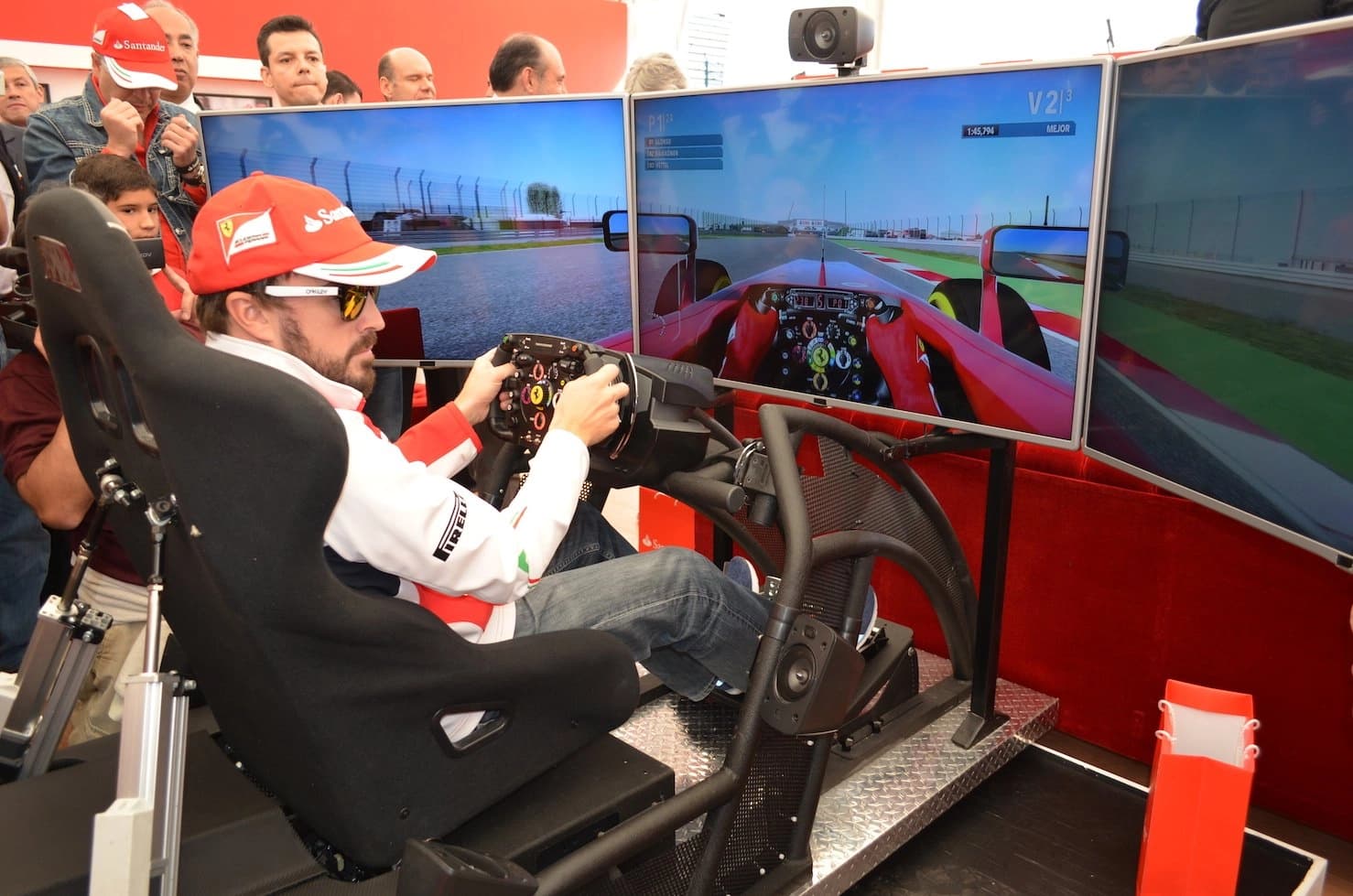 Fernando Alonso driving the APEX Formula simulator