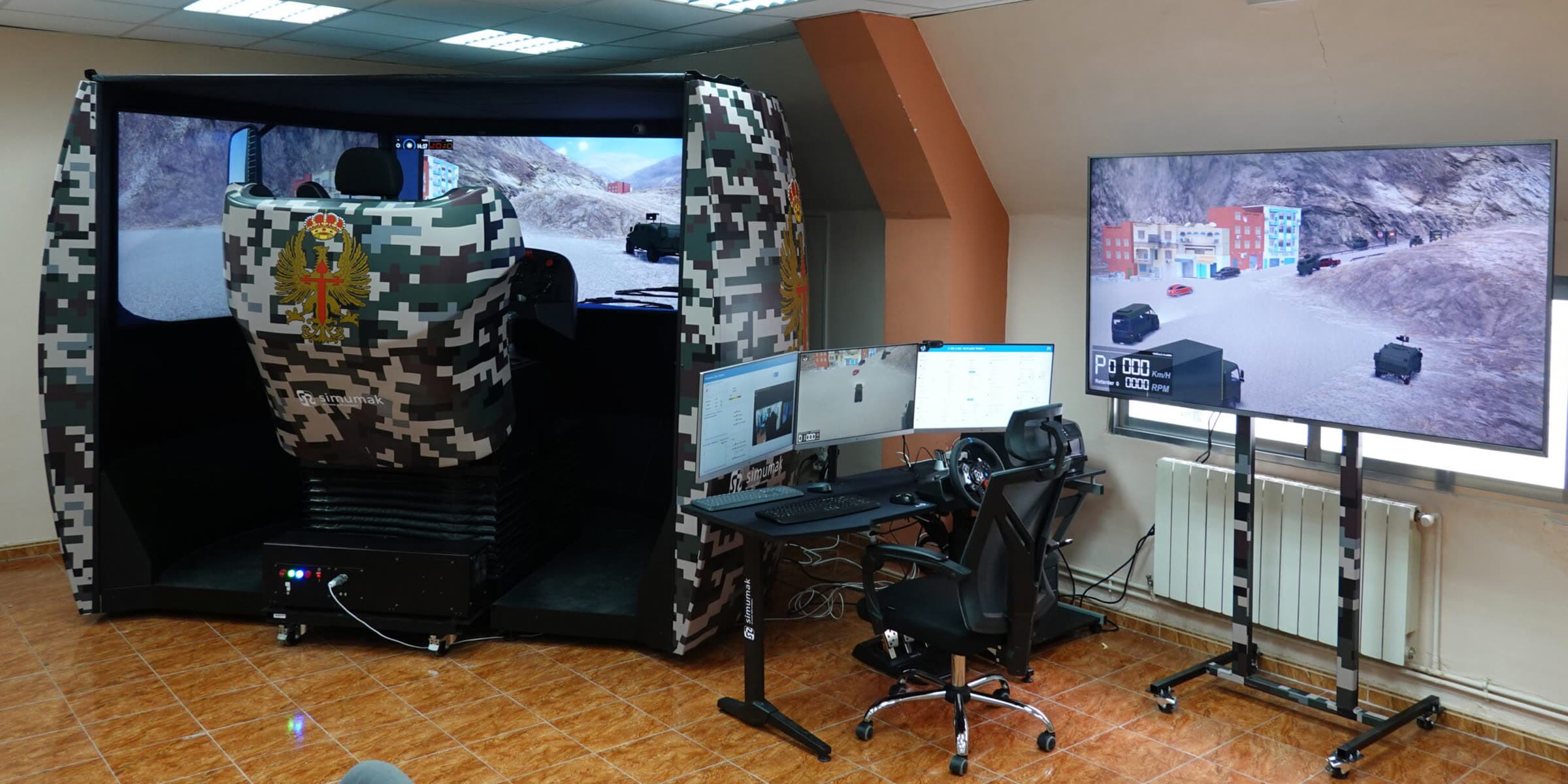 Aula interactiva de capacitación con el simulador de vehículos militares APEX